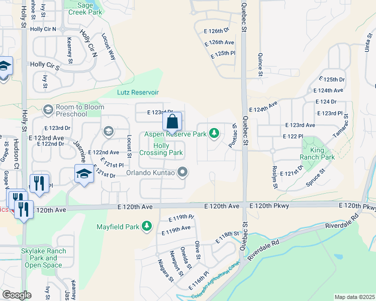 map of restaurants, bars, coffee shops, grocery stores, and more near 12210 Newport Drive in Brighton