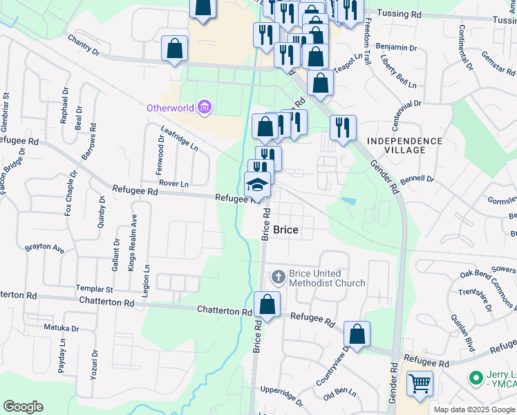 map of restaurants, bars, coffee shops, grocery stores, and more near in Brice