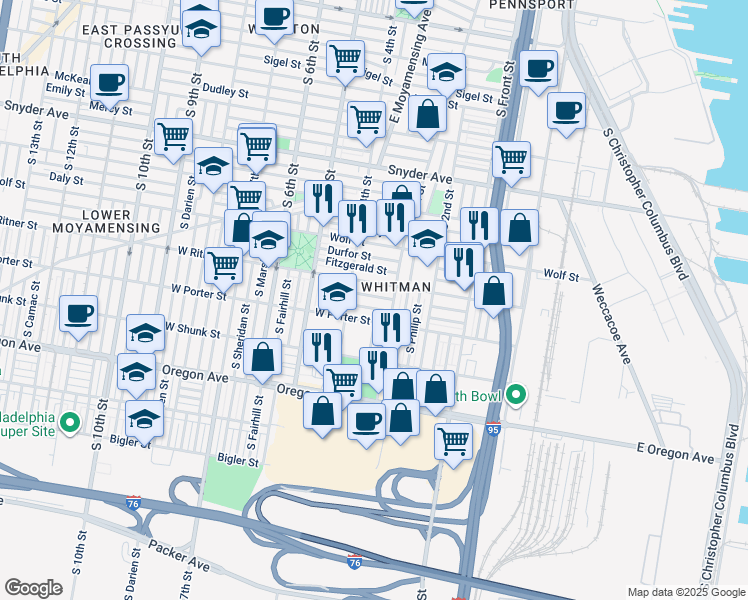 map of restaurants, bars, coffee shops, grocery stores, and more near 328 Gladstone Street in Philadelphia