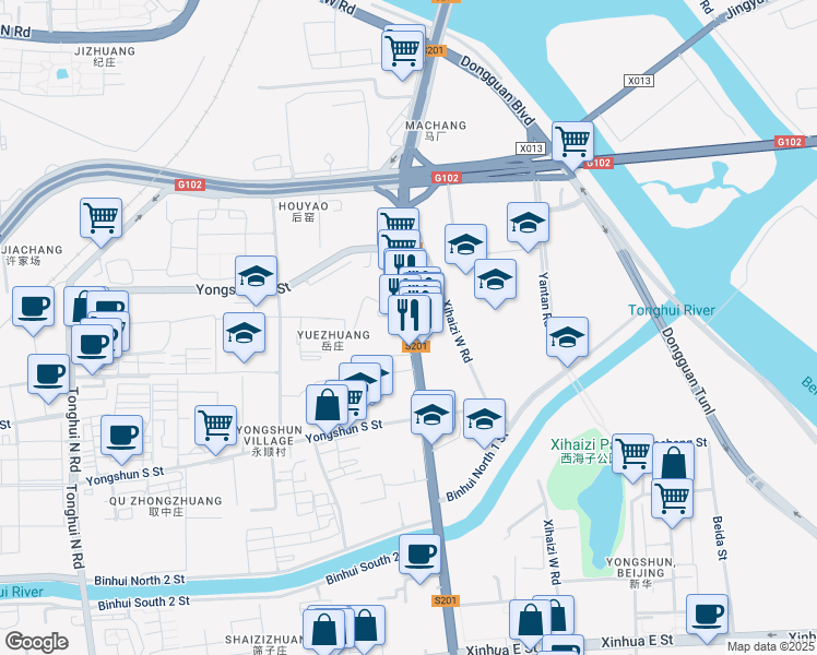 map of restaurants, bars, coffee shops, grocery stores, and more near in 