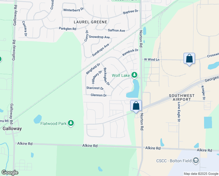 map of restaurants, bars, coffee shops, grocery stores, and more near 1720 Bucksglen Drive in Galloway