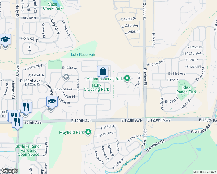 map of restaurants, bars, coffee shops, grocery stores, and more near 12213 Newport Drive in Brighton