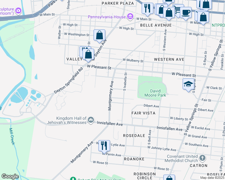map of restaurants, bars, coffee shops, grocery stores, and more near 700 Montgomery Avenue in Springfield