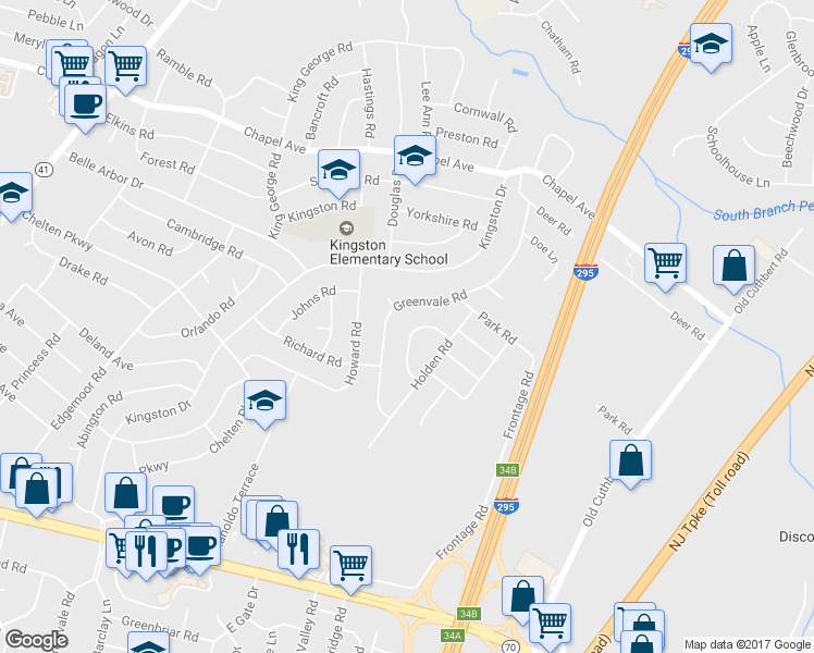 map of restaurants, bars, coffee shops, grocery stores, and more near 111 Hart Road in Cherry Hill