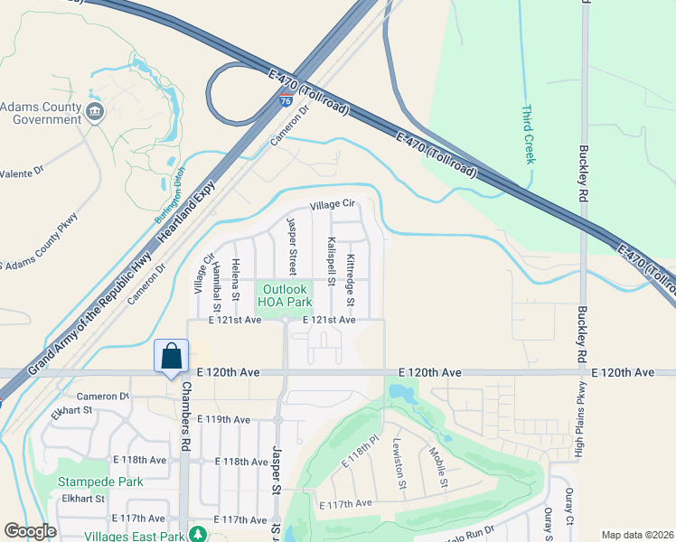 map of restaurants, bars, coffee shops, grocery stores, and more near 12216 Kalispell Street in Brighton