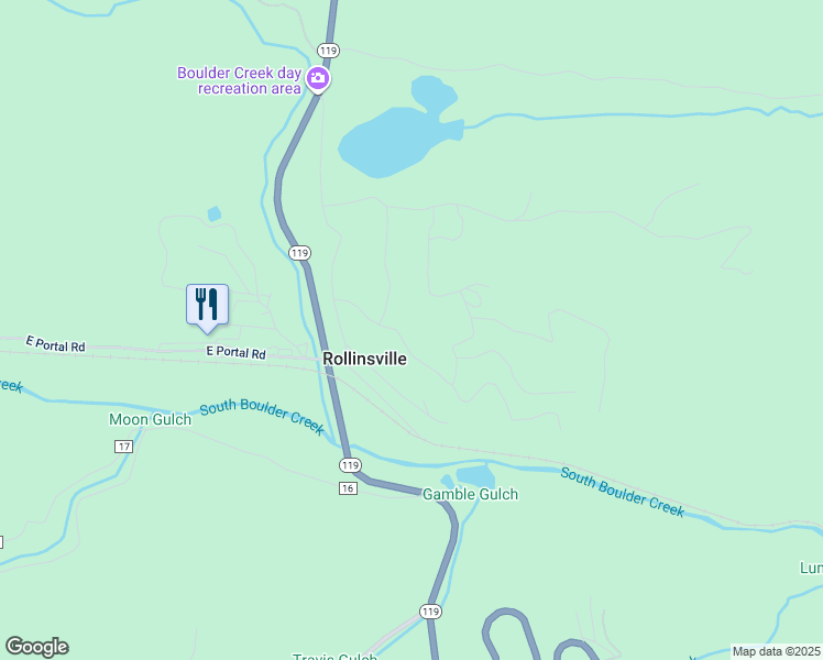 map of restaurants, bars, coffee shops, grocery stores, and more near 187 Patricia Road in Rollinsville