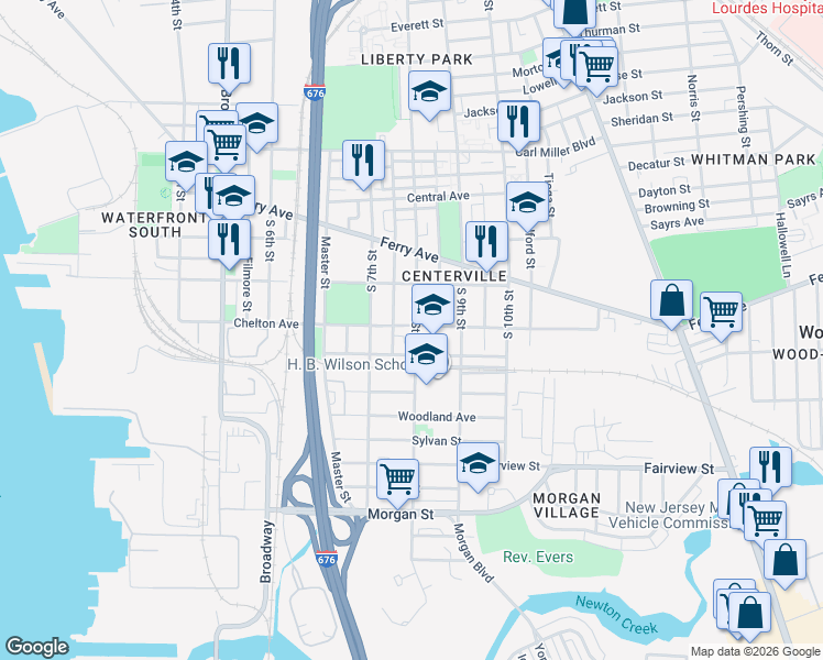 map of restaurants, bars, coffee shops, grocery stores, and more near 713 Chelton Avenue in Camden