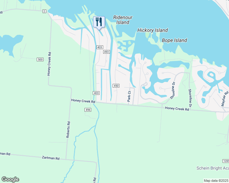 map of restaurants, bars, coffee shops, grocery stores, and more near 14955 South Shore Drive in Thornville