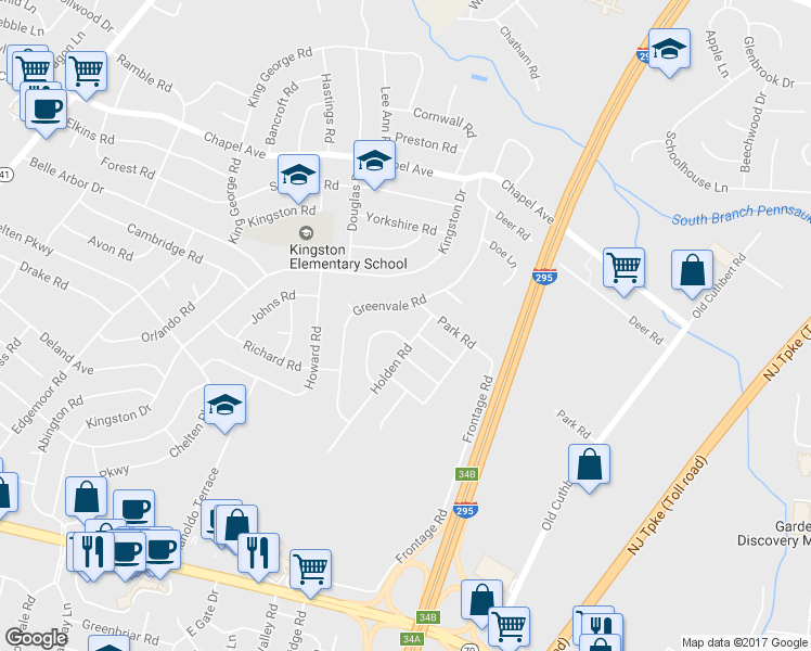 map of restaurants, bars, coffee shops, grocery stores, and more near 101 Hart Road in Cherry Hill