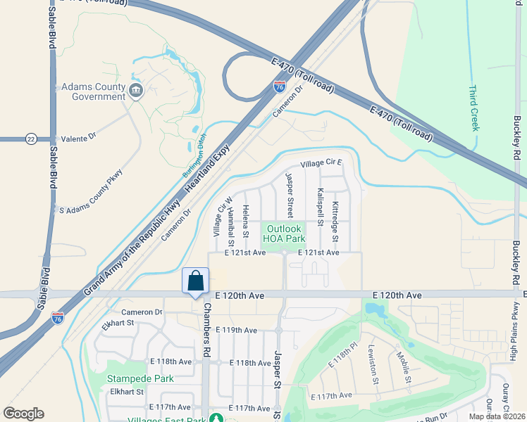 map of restaurants, bars, coffee shops, grocery stores, and more near 12219 Idalia Place in Brighton