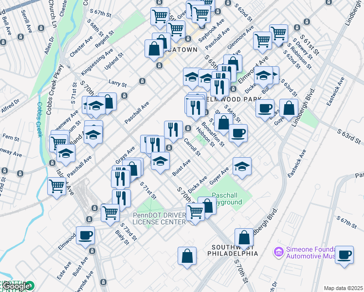 map of restaurants, bars, coffee shops, grocery stores, and more near 2537 Massey Street in Philadelphia