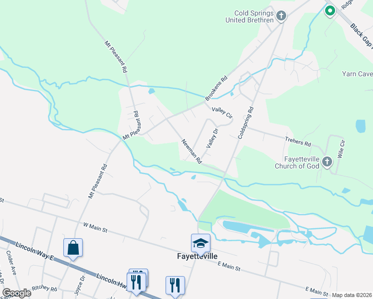 map of restaurants, bars, coffee shops, grocery stores, and more near 4610 Newman Road in Fayetteville