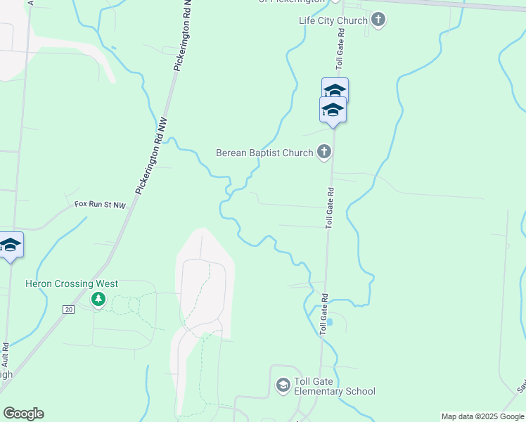 map of restaurants, bars, coffee shops, grocery stores, and more near 12821 Tollgate Road in Pickerington