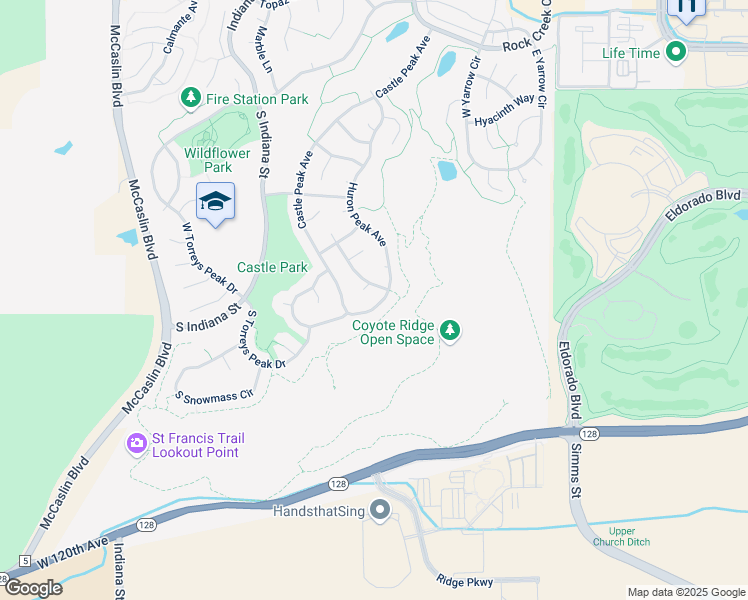 map of restaurants, bars, coffee shops, grocery stores, and more near 1048 Huron Peak Avenue in Superior