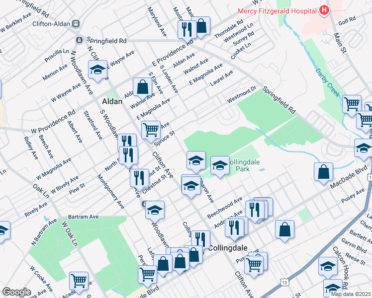 map of restaurants, bars, coffee shops, grocery stores, and more near 741 Sharon Avenue in Collingdale