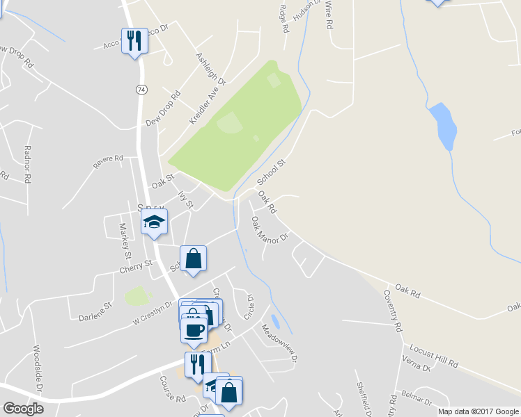 map of restaurants, bars, coffee shops, grocery stores, and more near 72 Tonden Drive in York