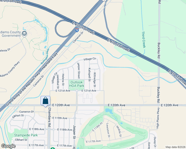 map of restaurants, bars, coffee shops, grocery stores, and more near 12216 Kalispell Street in Brighton