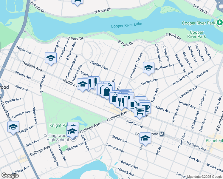 map of restaurants, bars, coffee shops, grocery stores, and more near 563 Haddon Avenue in Collingswood