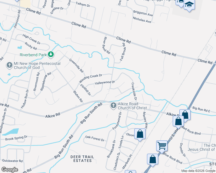 map of restaurants, bars, coffee shops, grocery stores, and more near 1785 River Bend Road in Columbus