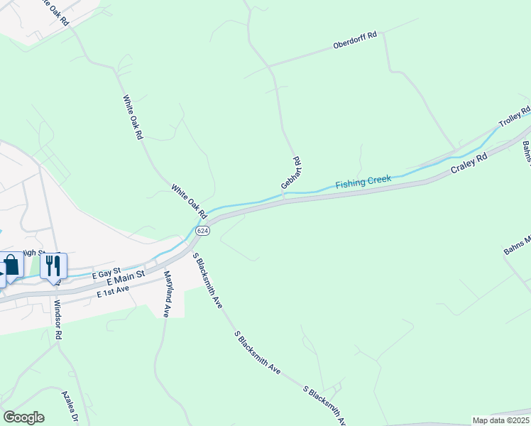 map of restaurants, bars, coffee shops, grocery stores, and more near 1400 Craley Road in Windsor