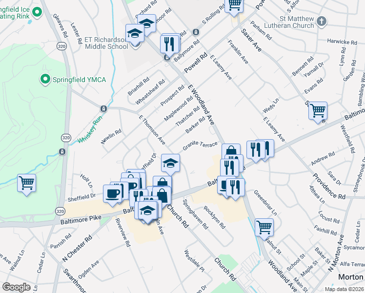 map of restaurants, bars, coffee shops, grocery stores, and more near 420 East Thomson Avenue in Springfield