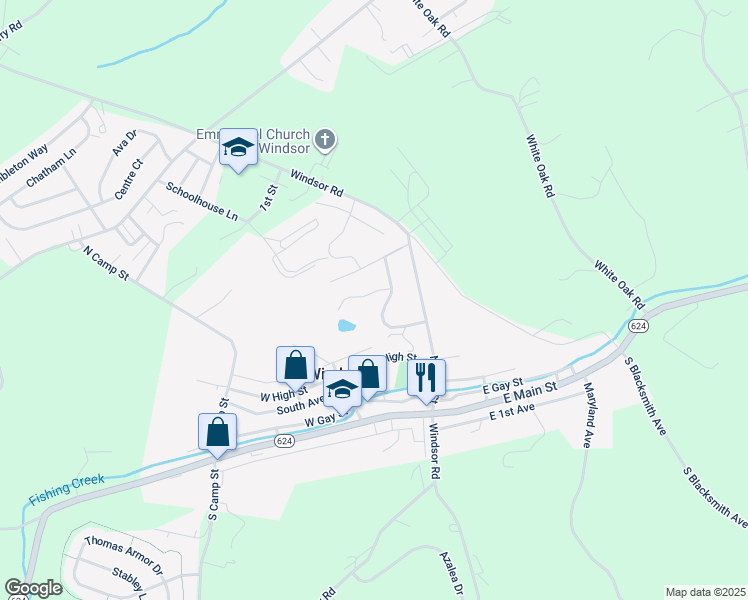map of restaurants, bars, coffee shops, grocery stores, and more near 5 Wellyn Drive in Windsor