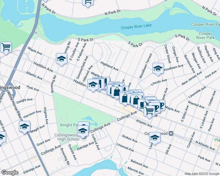 map of restaurants, bars, coffee shops, grocery stores, and more near 541 Haddon Avenue in Collingswood