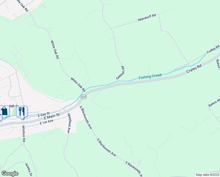 map of restaurants, bars, coffee shops, grocery stores, and more near 1400 Craley Road in Windsor