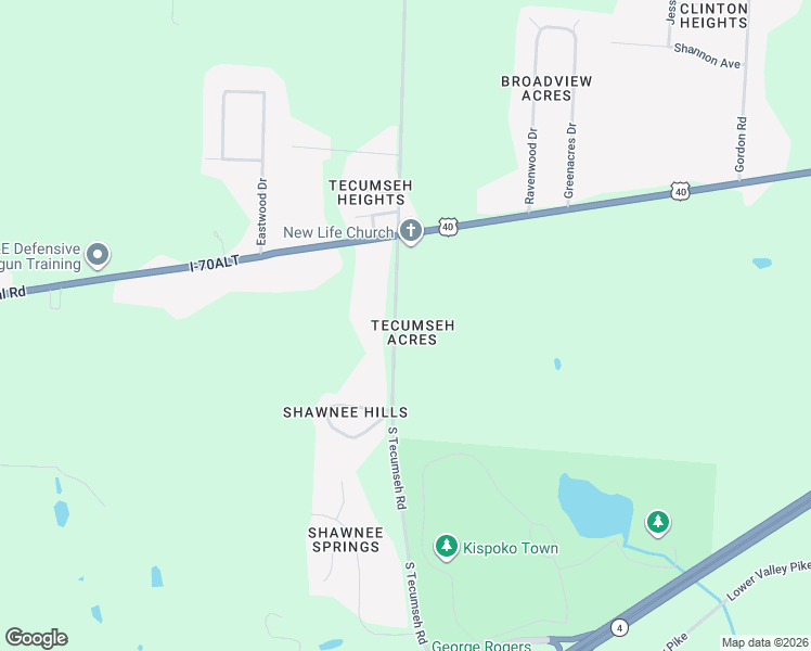 map of restaurants, bars, coffee shops, grocery stores, and more near 264 South Tecumseh Road in Springfield