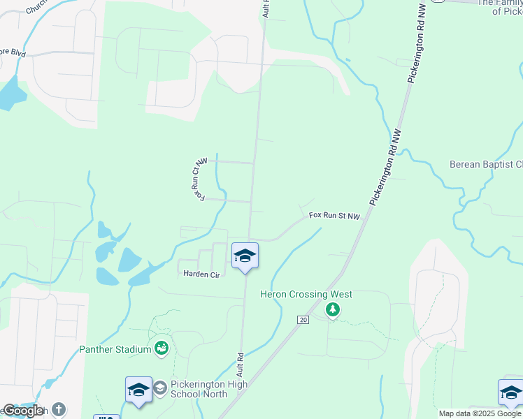 map of restaurants, bars, coffee shops, grocery stores, and more near 12808 Ault Road in Pickerington