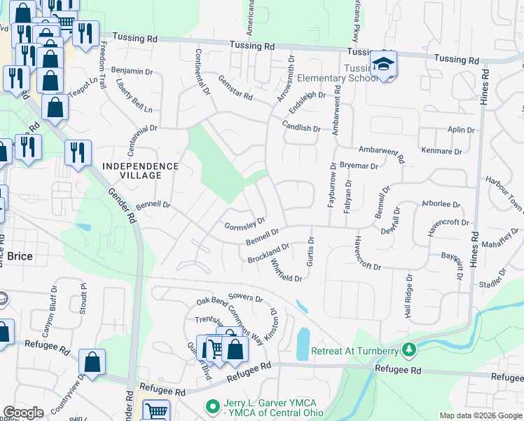 map of restaurants, bars, coffee shops, grocery stores, and more near 3181 Creighton Place in Reynoldsburg