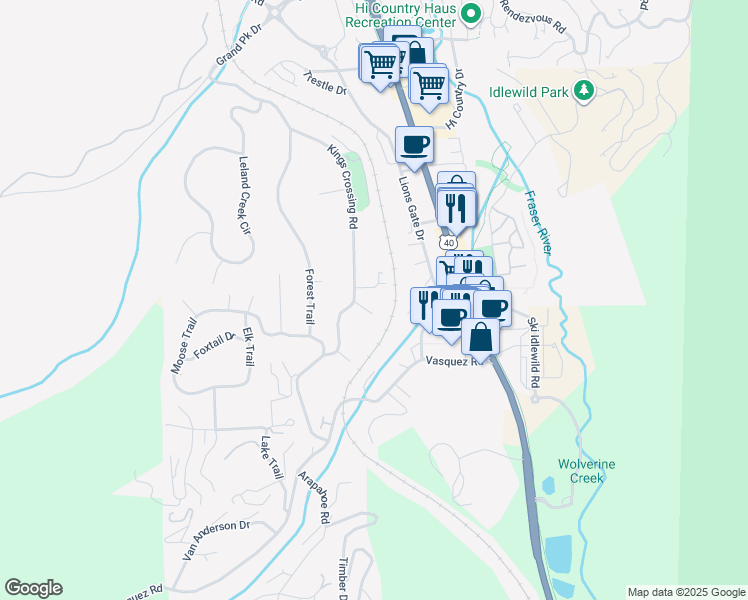 map of restaurants, bars, coffee shops, grocery stores, and more near 460 Kings Crossing Road in Winter Park