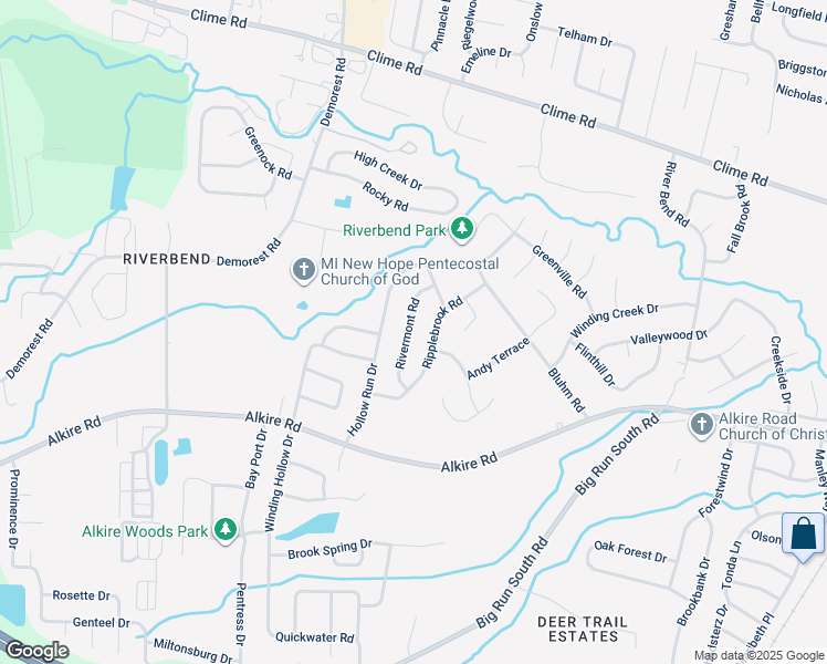 map of restaurants, bars, coffee shops, grocery stores, and more near 1693 Rivermont Road in Columbus