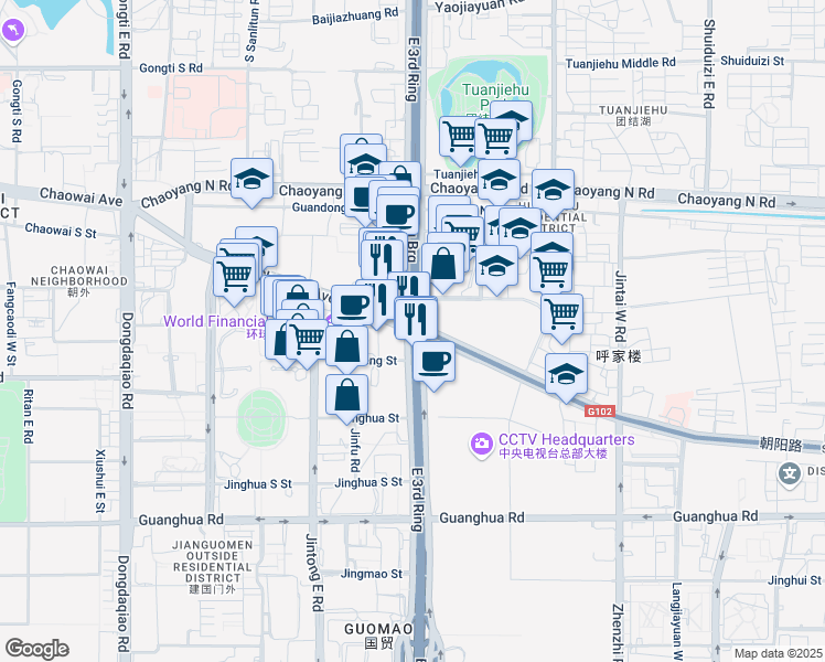 map of restaurants, bars, coffee shops, grocery stores, and more near in 