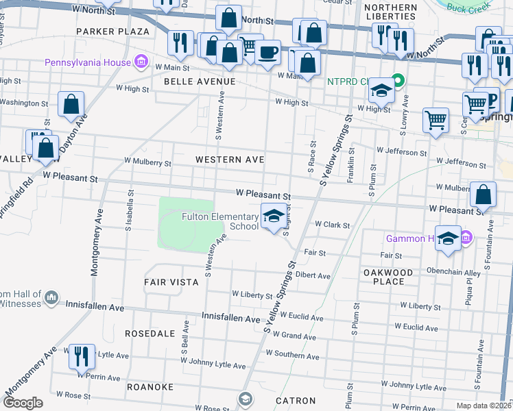 map of restaurants, bars, coffee shops, grocery stores, and more near 823 West Pleasant Street in Springfield
