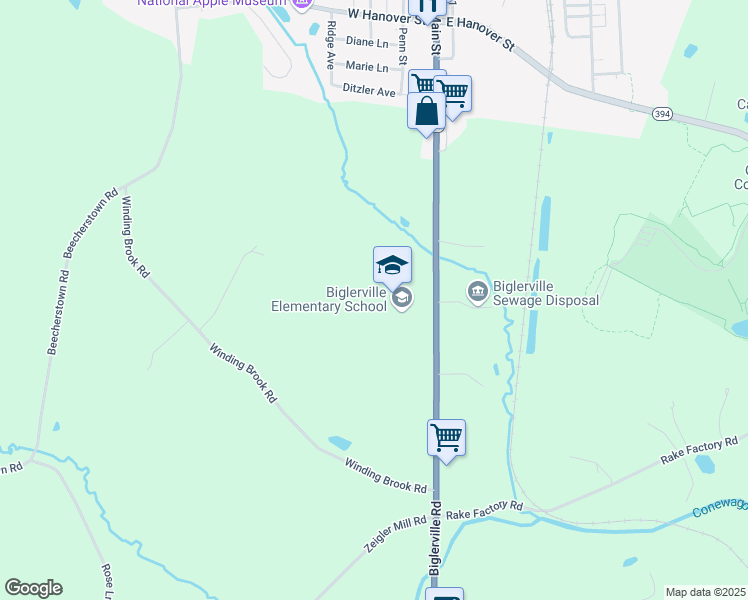 map of restaurants, bars, coffee shops, grocery stores, and more near 3270 Biglerville Road in Biglerville