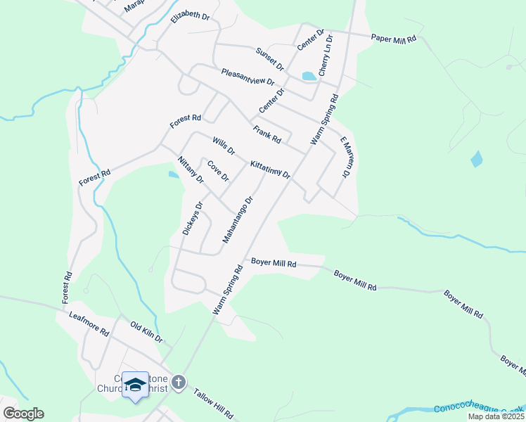 map of restaurants, bars, coffee shops, grocery stores, and more near 617 Warm Spring Road in Chambersburg