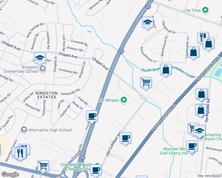 map of restaurants, bars, coffee shops, grocery stores, and more near 600 Deer Road in Cherry Hill