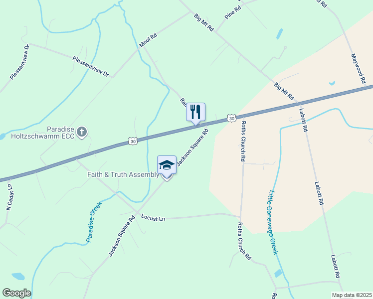 map of restaurants, bars, coffee shops, grocery stores, and more near 82 Jackson Square Road in Thomasville