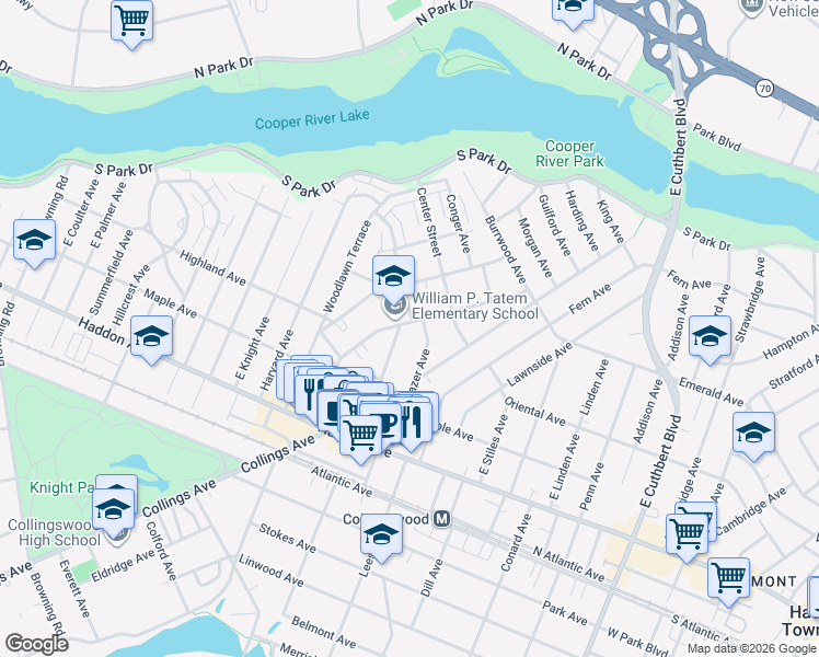 map of restaurants, bars, coffee shops, grocery stores, and more near 310 Lincoln Avenue in Collingswood