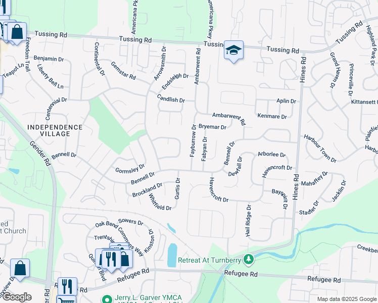 map of restaurants, bars, coffee shops, grocery stores, and more near 3125 Fayburrow Drive in Reynoldsburg