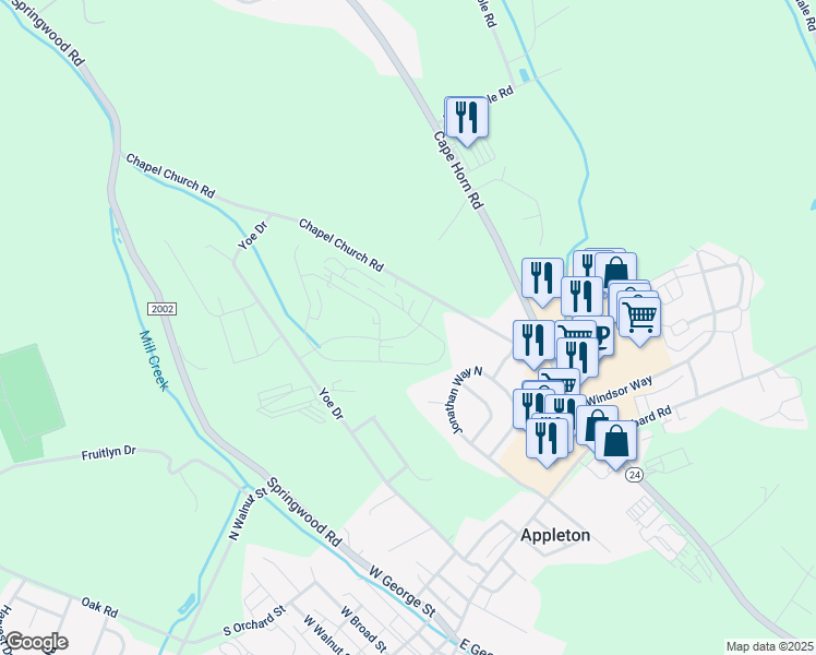map of restaurants, bars, coffee shops, grocery stores, and more near 50 Hudson Boulevard in Red Lion