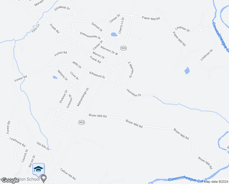 map of restaurants, bars, coffee shops, grocery stores, and more near 1062 Hamilton Drive in Chambersburg