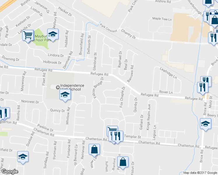 map of restaurants, bars, coffee shops, grocery stores, and more near 5372 Adderley Avenue in Columbus