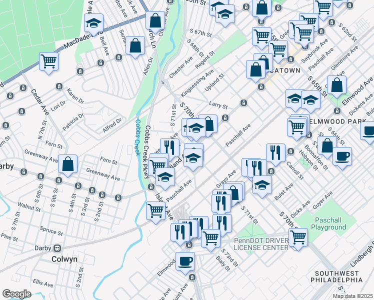 map of restaurants, bars, coffee shops, grocery stores, and more near in Philadelphia