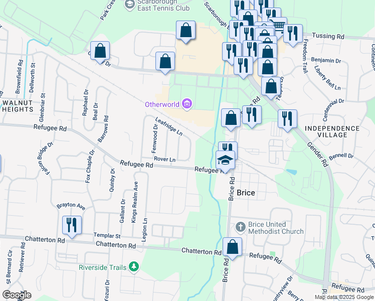 map of restaurants, bars, coffee shops, grocery stores, and more near 2975 Hinsel Drive in Columbus