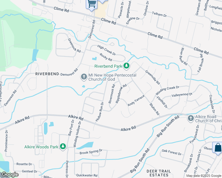 map of restaurants, bars, coffee shops, grocery stores, and more near 1693 Rivermont Road in Columbus