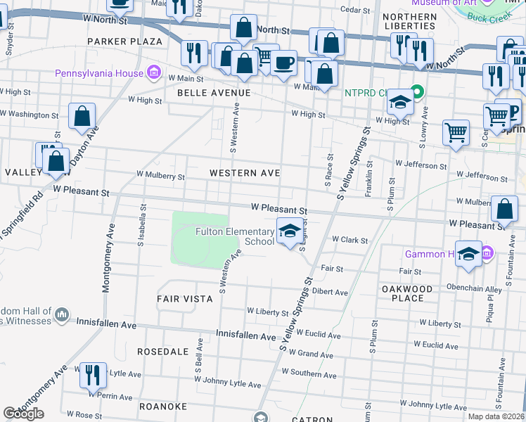 map of restaurants, bars, coffee shops, grocery stores, and more near 823 West Pleasant Street in Springfield