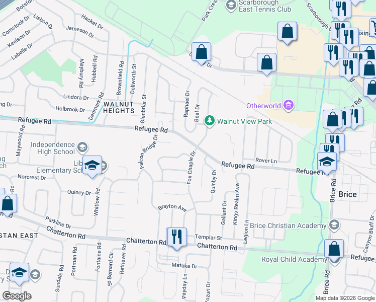 map of restaurants, bars, coffee shops, grocery stores, and more near 5434 Adderley Avenue in Columbus