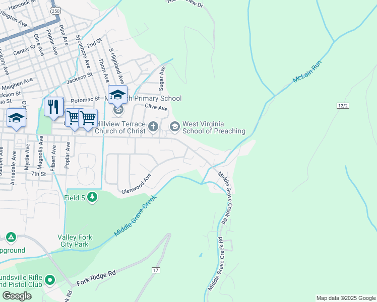 map of restaurants, bars, coffee shops, grocery stores, and more near 3000-3098 Christy Lynn Dr in Moundsville